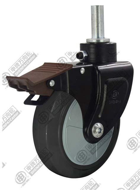 5" Stem with brake (Rubber on plastic core) Caster (Black)