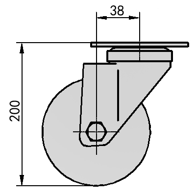 6" Swivel (Powder) PU on cast iron core Caster (Yellow flat)