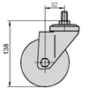 5" Polyurethane Threaded Stem Swivel Locking Caster Wheel