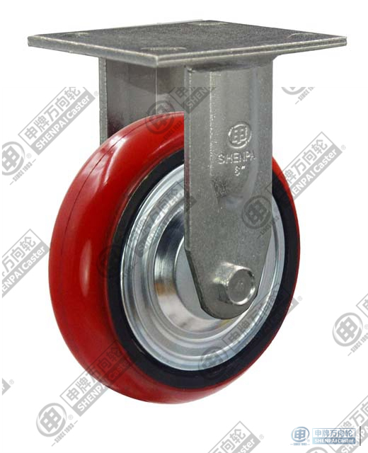 5" Rigid [PU on cast iron core] Caster (Red arc)