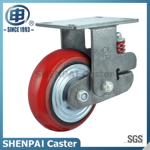 8"Iron Core PU (Arc) Fixed Shockproof Caster Wheel 