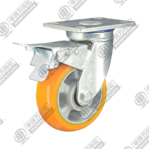 Shock Resistant Aluminum Core PU Swivel with Brake Caster with ARC PU Wheel 6inch 